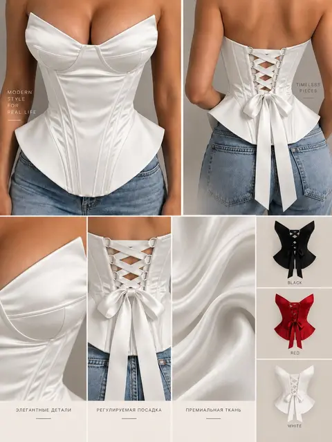 WHITE SATIN CORSET